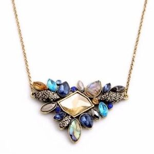 NEW Pretty Gold and Blue Multicolor Necklace